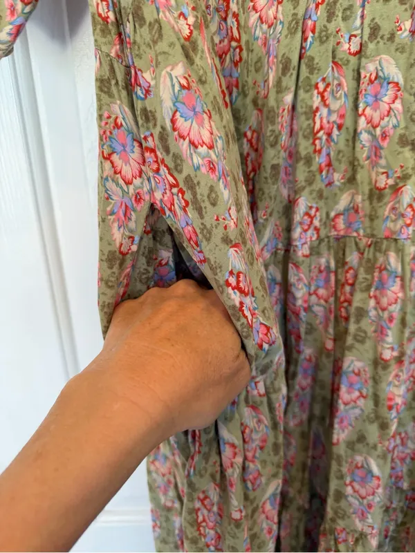 Natural Life Long Maxi Floral Cottage Core Dress XS Prairie Feminine Short Sleev - Image 8
