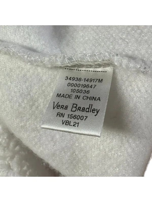 Vera Bradley Teddy Fleece Plaid Quarter Zip Pullover White Size M Casual Top - Image 5