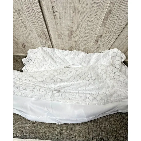 Salon Studio White Lace Dress Womens XL Wedding Prom HOCO Party Short Sleeve - Image 4