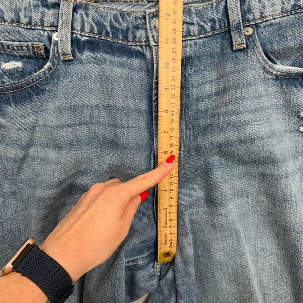 Gap 14 32 Mid Rise Destructed SuperSoft Baggy Jeans Medium Wash Denim 626631 - Image 14