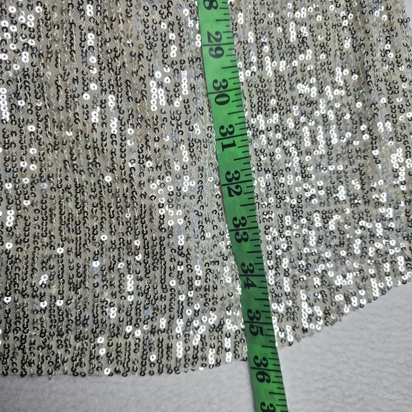 7 For All Mankind‎ 5Y Womens Silver Sequin Shift Mini Dress Short Sleeve Medium - Image 9