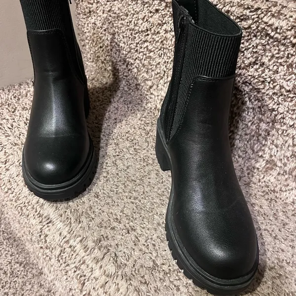 Sugar Sleek Black Moto Boots Size 6.5 - Image 2