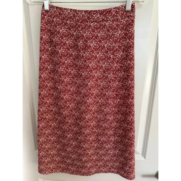 Sky and Sparrow Midi Red White Patterned Button Up Skirt Women's Sz 0 - Image 2