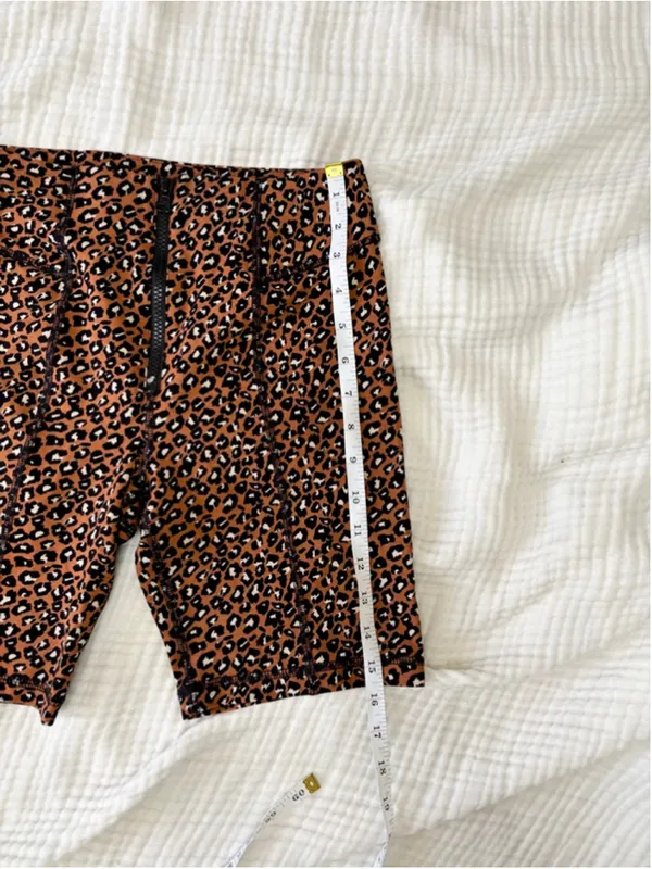 Women's Free People Brown Black Leopard Print Bike Shorts S Rayon - Image 6