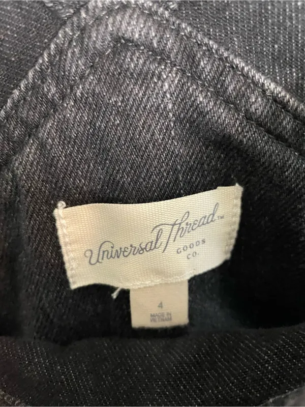 Universal Thread Black Denim Wide-Leg Overalls Button Sides Size 4 retro grunge - Image 2