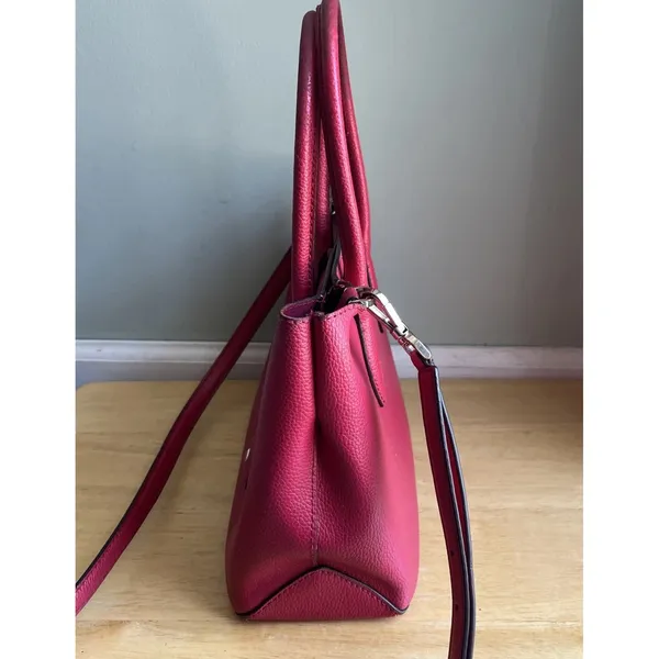 Kate Spade New York Red Leather Satchel Top Handle Crossbody Bag Medium - Image 7