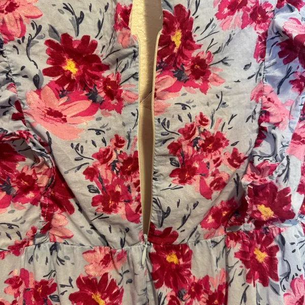 Lush Clothing Periwinkle Blue Floral Mini Sleeveless Dress Size Medium Zip Up Keyhole - Image 6