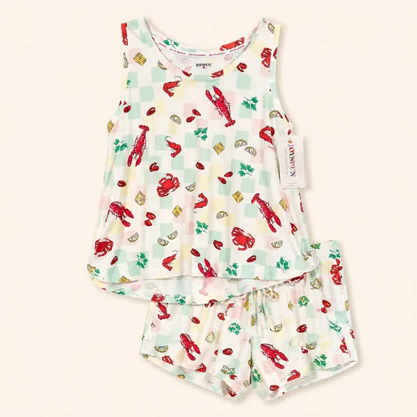 Joyspun Womens Seafood Boil Lobster Crab Pajama Set Tank and Shorts White‎ Small - Image 3