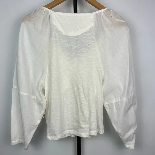 Anthropologie Ivory White Long Puff Sleeve‎ Multimedia Romantic Blouse - Image 7