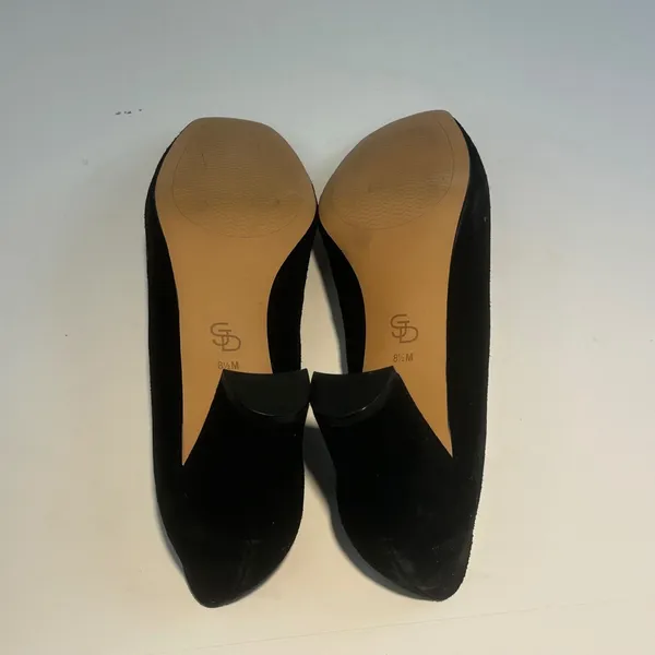 Circa Joan & David CJ Voyageur Black Suede Block‎ Heel Pumps 8.5M Classic Shoe - Image 4
