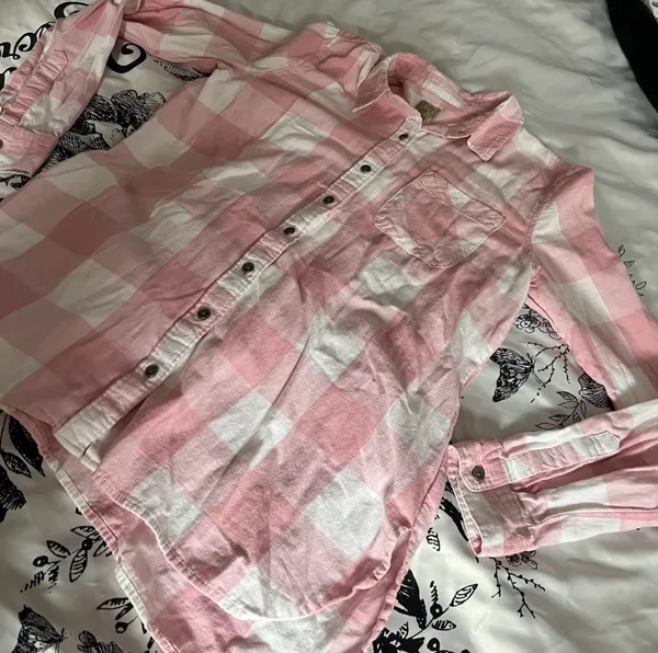True Craft pink plaid button-up flannel shirt - Image 4