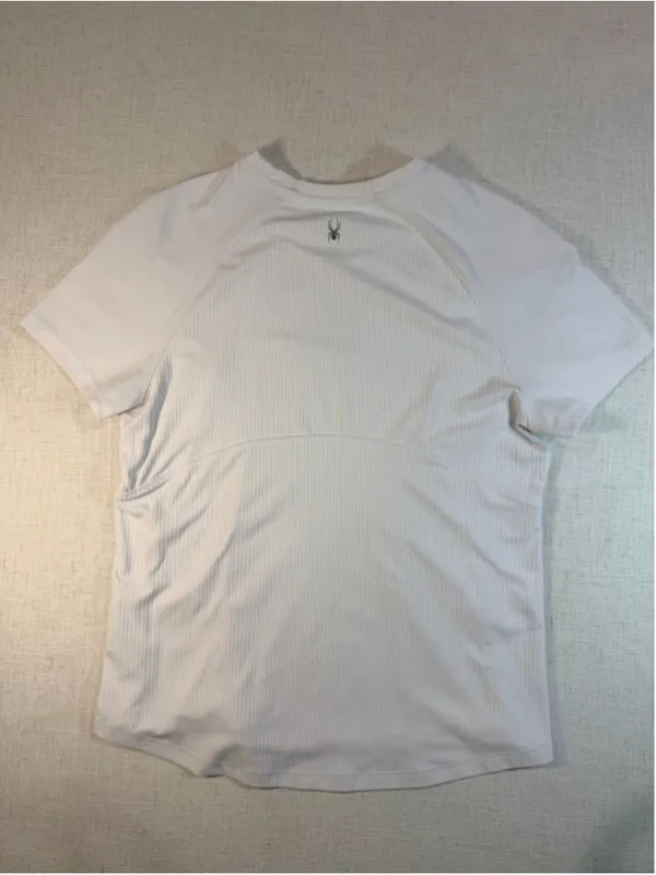 Spyder Active Women’s Ribbed Short Sleeve Athletic T-Shirt UPF 50 White Medium - Image 5