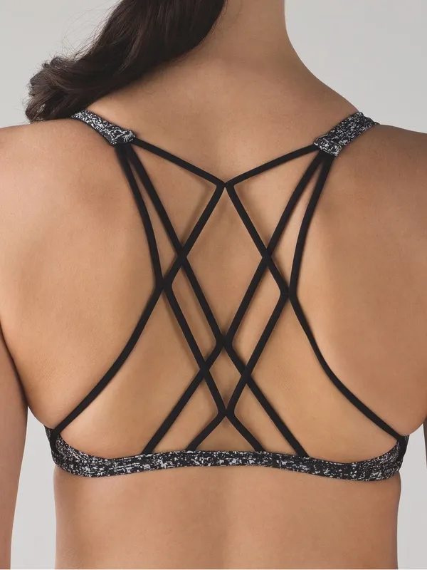 Lululemon Free To Be Zen Bra IV Black White Jacquard Strappy Yoga Sports Bra 4 - Image 2