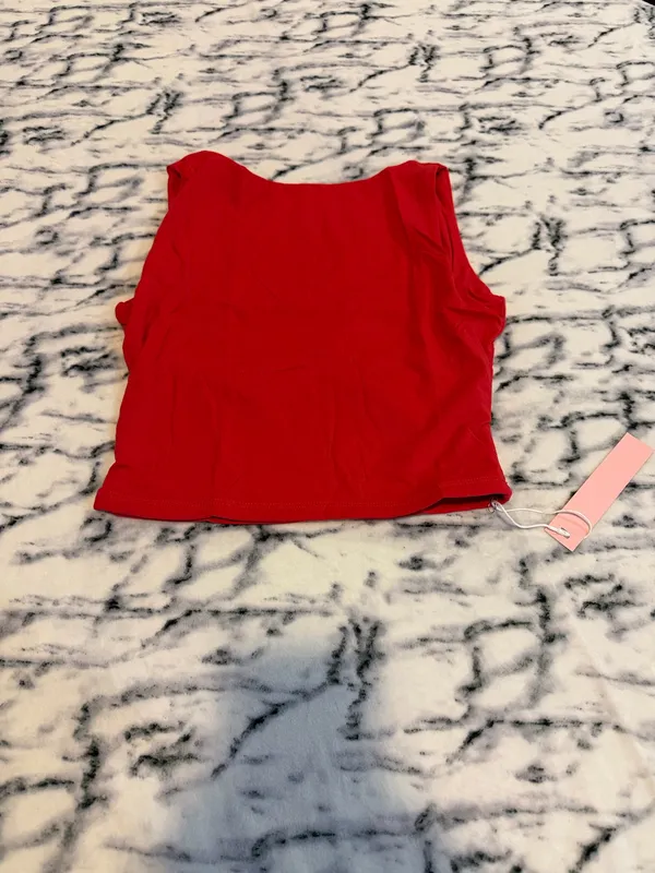 QINSEN Women's Sexy Open Back Sleeveless Crop Tank High Neck Slim Fit Cropped Tee Shirt Y2k Tops Size M. NWT - Image 7