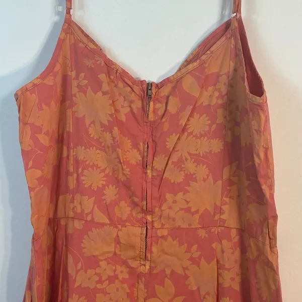 Fresh Produce Floral Tiered Maxi Dress XL Coral Orange Cotton‎ V-Neck 10310 USA - Image 9