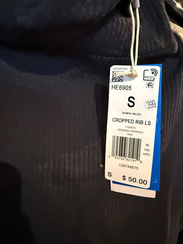 Women’s adidas cropped ribbed Mach sweatshirt size medium - Image 3