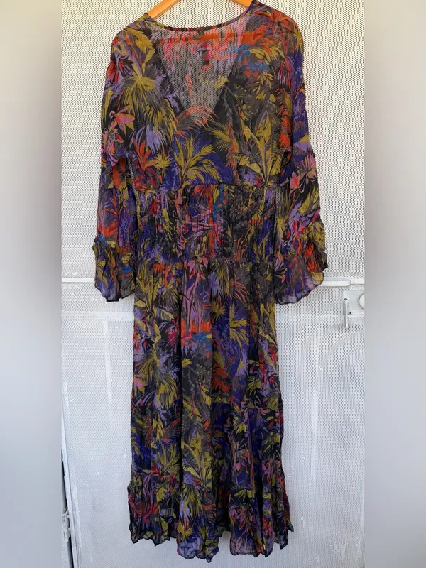 Anthropologie Purple Multi Floral summer Tie-Waist Maxi Dress - Image 8