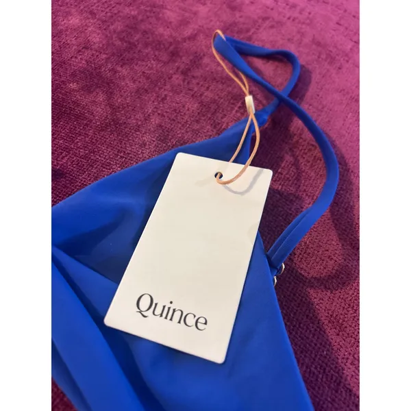 QUINCE Italian Knot Triangle Bikini Top SUSTAINABLE NWT Electric Blue Medium M - Image 5