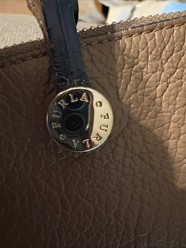 Furla Taupe Leather‎ Satchel with Gold-Tone Charm - Image 9