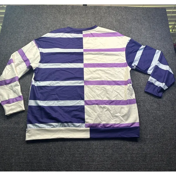 Purple‎ White Striped Colorblock Long Sleeve Crewneck Top Oversized Womens 3XL - Image 8