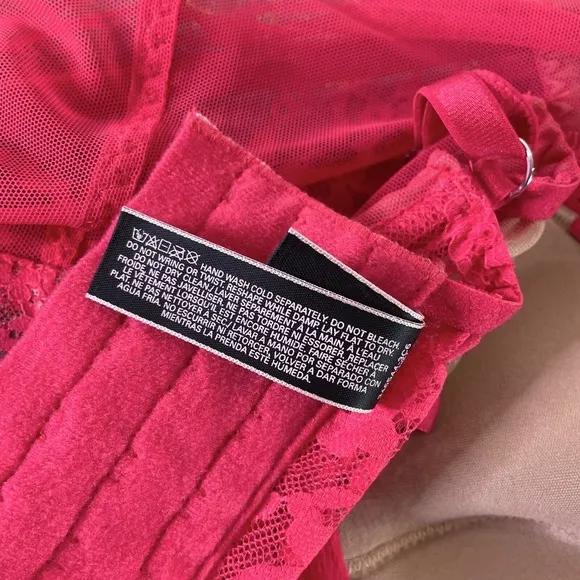 VICTORIA'S SECRET Barbie Hot Pink Lace Corset Bustier Garter Lingerie 34C‎ - Image 10