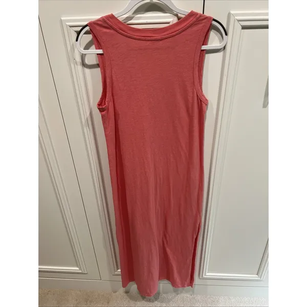Z Supply Palisades Midi Dress Coral Pink V Neck Sleeveless Cotton Casual Resort - Image 5