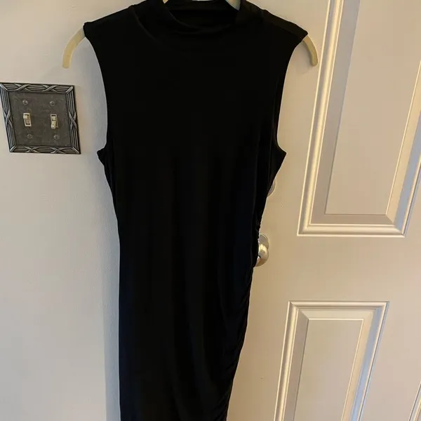 Black Mock Neck Sleeveless Bodycon Dress Fitted Mini w/High Neckline size XS - Image 3