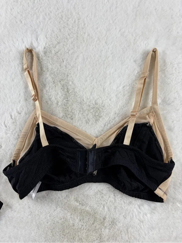 INC Two-Tone Everyday Stretch Wireless Bra in Black & Nude SMALL - Image 5
