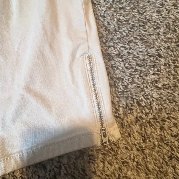 J. Jill‎ Women 14 Off White Straight Leg Pants Ankle Zip Seam Front Cotton Blend - Image 8