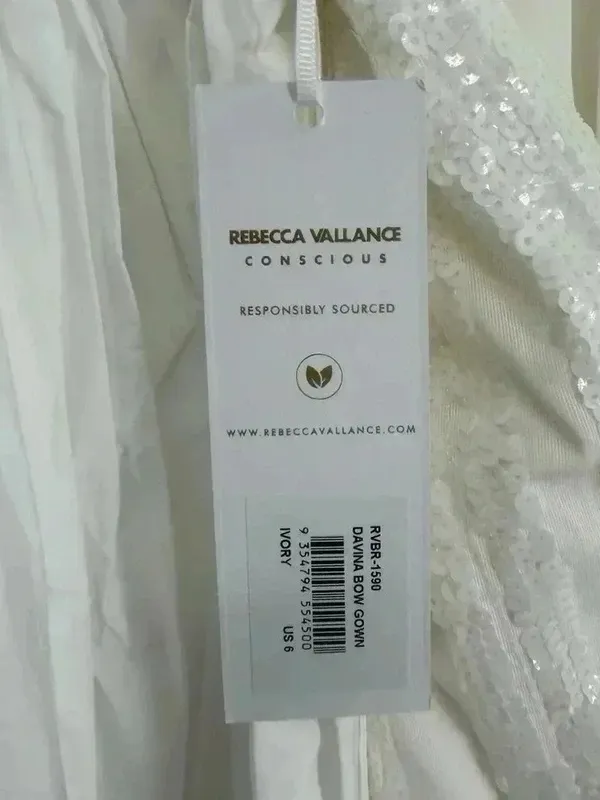 Rebecca Vallance Davina Bow Wedding Gown Ivory Mermaid Sequin Dress Sz 6 NWT - Image 7