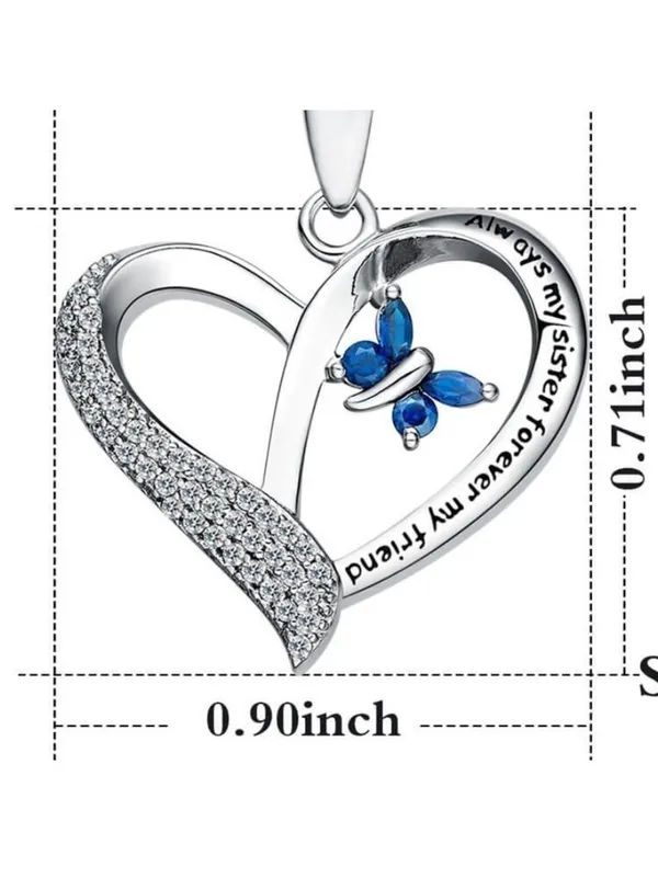Sister Butterfly Heart Necklaces Gift - Image 3