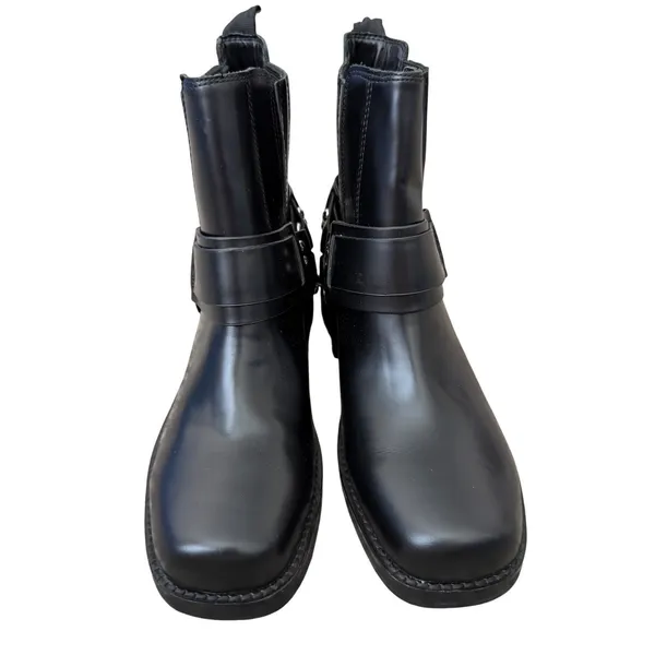 Marc Fisher LTD Black Leather Harness Biker Ankle Boots Silver Studs 6.5 NEW - Image 4