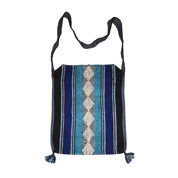 Vintage Lillo Woven Crossbody/Shoulder‎ Tote w/Tassels Blue - Image 5