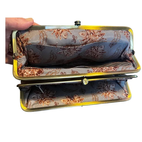 Women’s Hobo Vintage Gold Leather Lauren Clutch Wallet Kiss Lock Organizer - Image 4