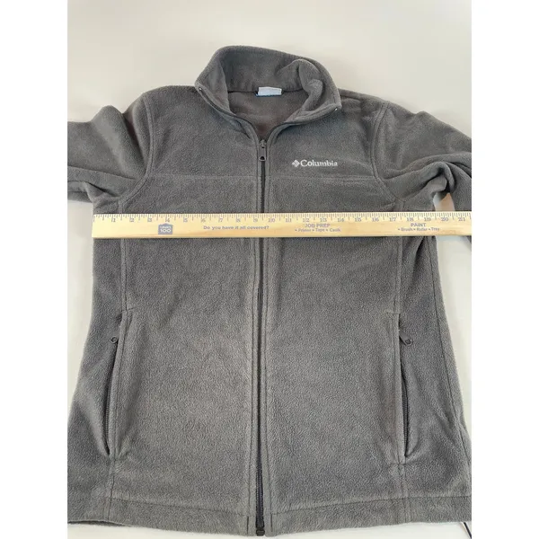 Columbia Gray Full Zip Fleece Jacket White Logo Size S Outdoor Style Gorpcore - Image 4