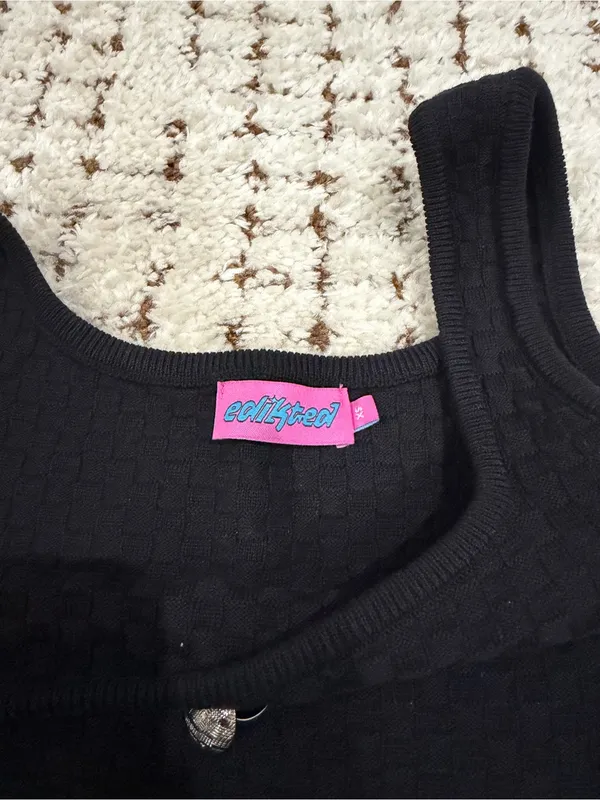 Edikted — Black Knit Button Front Tank Top - Image 3