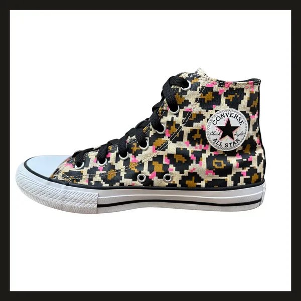Converse Chuck Taylor All Star Pixel Leopard High Top Shoes Junior 5 Women’s 7 - Image 3