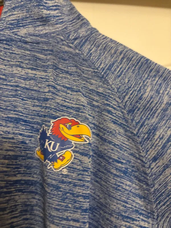 Russell Athletic Kansas Jayhawks 1/4 Zip Sweatshirt Women's Small 4/6 Marled Blue - Image 2