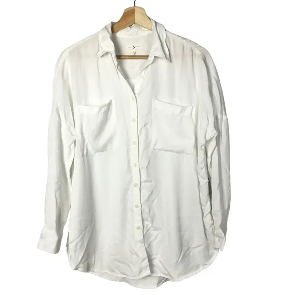 Lou & Grey White Lyocell Long Sleeve Button Down‎ XS - Image 2