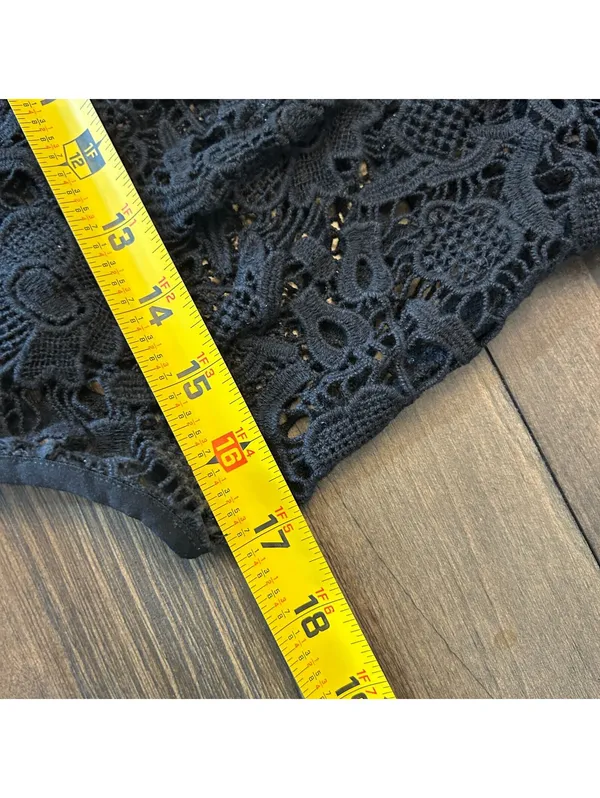CAbi Black Crochet Lace Top S Dark Romantic Gothic Boho Whimsigoth Witchy - Image 7