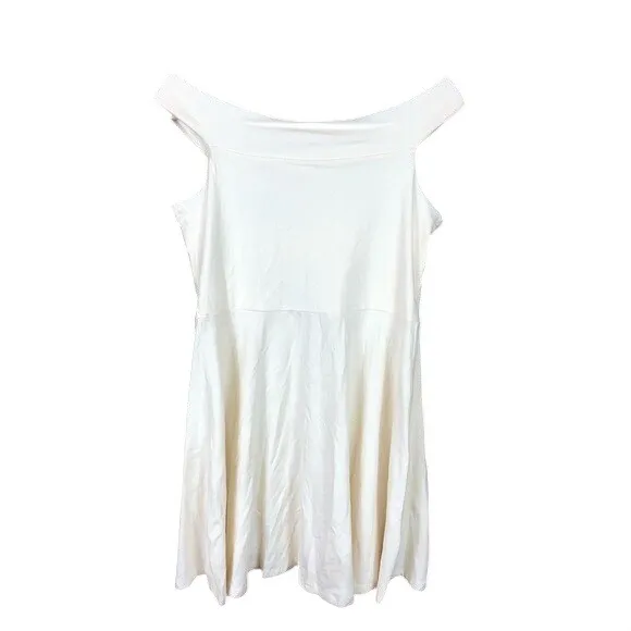 ASOS‎ Cream Off The Shoulder Skater Dress Open Back US 10 - Image 2