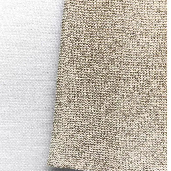 Zara NWT Beige Textured Bouclé Wide Leg Pants Size M - Image 3