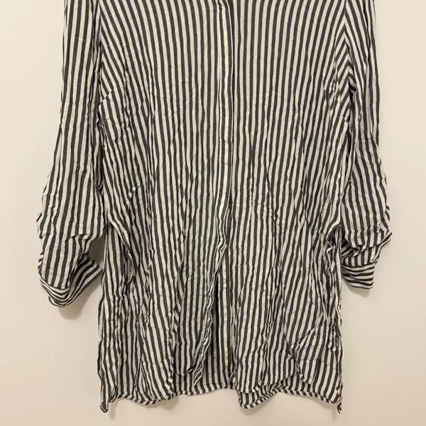 Lucky Brand Button Down Shirt Tunic Dress Size Large Striped Boho Beach Cover Up - Image 5