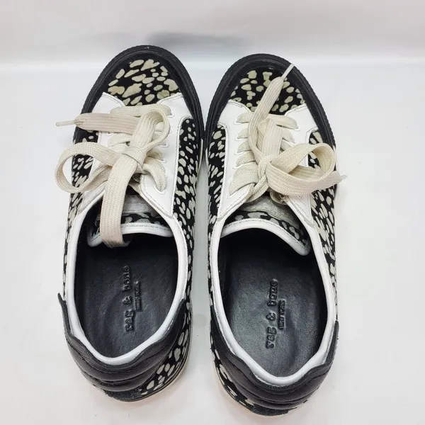 Rag & Bone RB‎ Army Leather Low Top Sneakers Black White Size EU 37 US 7 $275 - Image 4