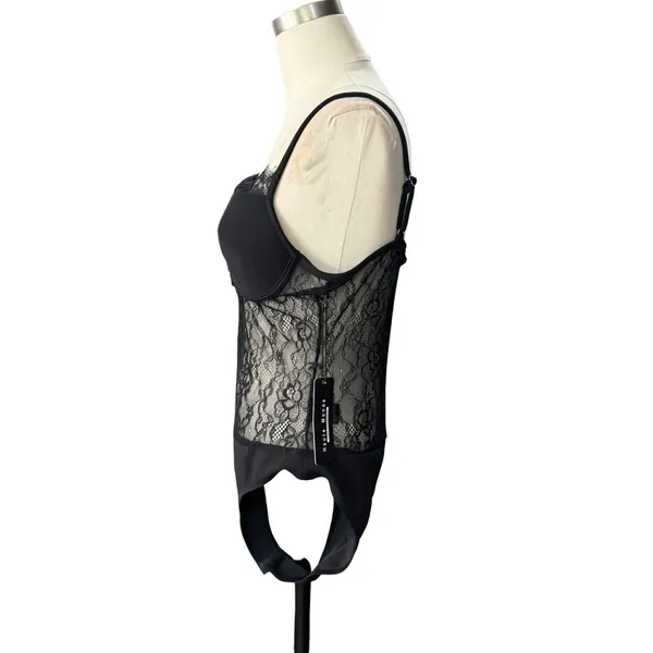 Haute Monde Women's Large Black Sheer Lace Bodysuit Underwire Bustier NWT - Image 3