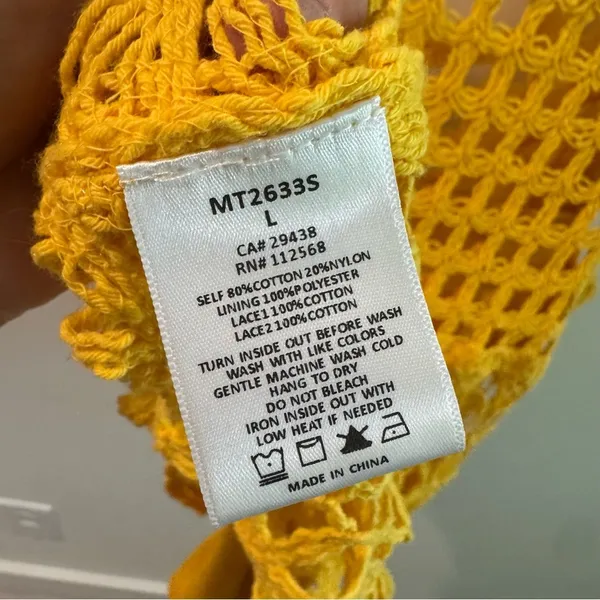 Miss‎ Me Yellow Floral Crochet Overlay Top Large - Image 4
