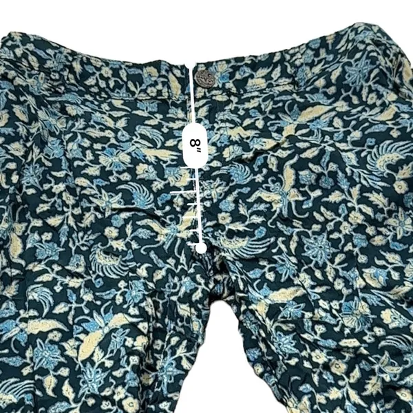 Free People Blue & Cream Floral Print‎ Cropped Mid Rise Pants Sz 0 NEW - Image 10