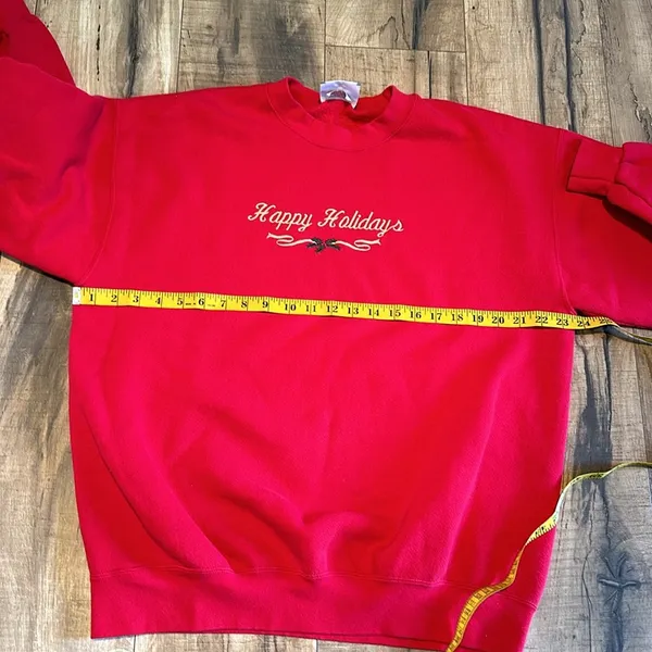 Lee Vintage 90s Happy Holidays Ugly Christmas Holiday Red Sweater Womens Large - Image 2