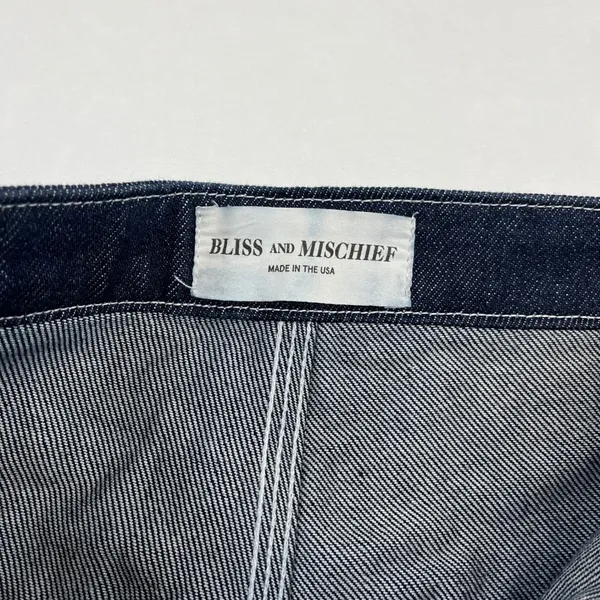 Bliss and Mischief Jeans Womens Size 2 Blue Contrast Stitch Wide Leg Workwear - Image 8