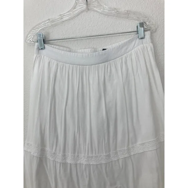Bobeau White Lace Flowy Cottagecore Festival Western Country Maxi Skirt Large - Image 2